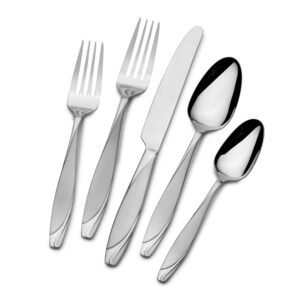 gourmet basics by mikasa lunea frost 20-piece stainless steel flaware set, service for 4