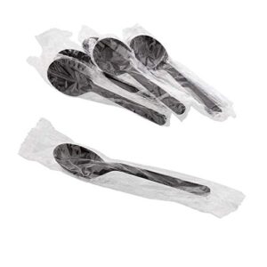 individually wrapped heavy weight soup spoon (black spoon, 100)