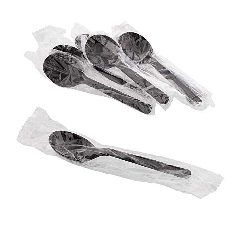 Individually Wrapped Heavy Weight Soup Spoon (Black Spoon, 100)