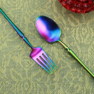 Gugrida Unique & Beautiful Flatware Set - 20 Piece Iridescent Silverware Sets | 18/10 Stainless Steel Reusable Cutlery Set | Rainbow Utensils Service For 4 with Dessert Fork, Knife, Spoon, Dinner Fork