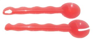 tupperware impressions salad serving set tongs interlocking spoons watermelon red