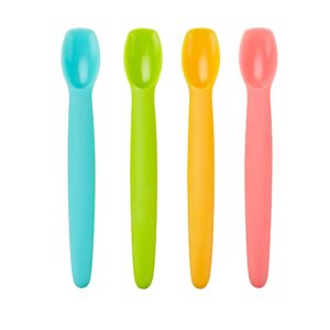 innobaby silicone baby spoon with carrying case gum friendly (4 pack)(aqua, mango, green, pink)