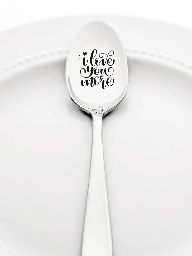 I love you more - Engraved Stainless Steel Spoon for - love you most gift for Boyfriend Girlfriend | Christmas Birthday Gift for Men Women | Engagement Gift for Bride