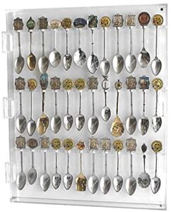 displaygifts all clear acrylic spoon display case rack to hold 36 souvenir or tea spoons wall mount spoon rack cabinet with door for protection