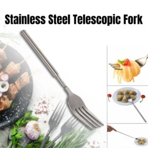 Yosoo Extendable Fork Telescopic Fork Extendable Long Handle Fork Barbecue Toasting Dinner Fruit Dessert Long Fork Cutlery (1 pc)