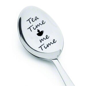 boston creative company tea time me time -engraved spoon - tea lover gift coffee spoon - stamped custom spoon