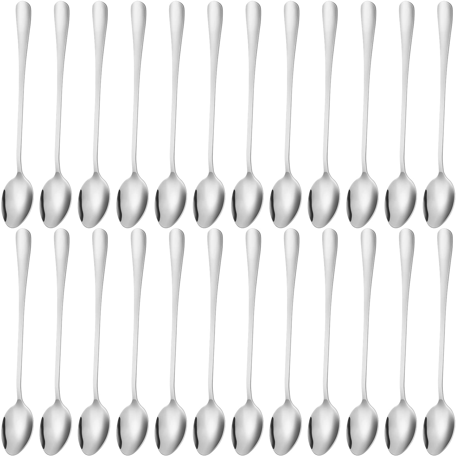 Roshtia Long Handle Spoons, 7.6 Inch Ice Tea Spoon, Long Handle Coffee Spoons, Coffee Stirrers, Ice Cream Spoon, Stainless Steel Coffee Spoons, Cocktail Stirring Spoons (24 Pieces)