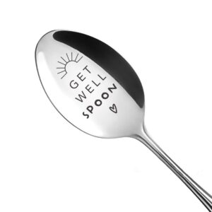 Aakihi Get Well Spoon - Get Well Gifts for Women Men - Best Recovery Gift - Funny Food/Dessert/Tea Spoon Engraved Stainless Steel - Encouragement Gifts for Women Men Teenage Best Friends Christmas