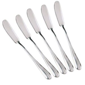 colorsheng set of 5 stainless steel butter knife, butter applicator, breakfast spreads,soft cheeses and jam
