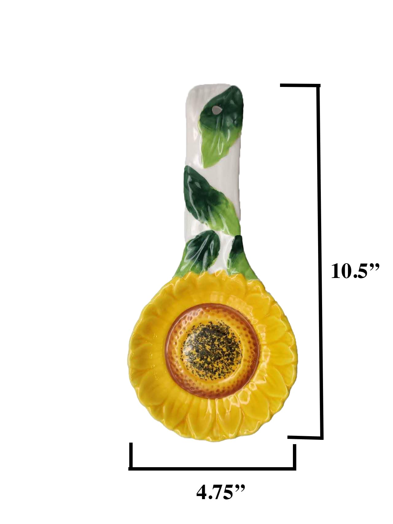 ACK Ceramic Hand Painted Tuscany 3D Sunflower Spoon Rest,Cooking Spoon Holder for Kitchen Counter, Utensil Rest for Spoon, Ladle, Spatula, Kitchen Décor