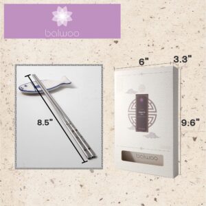 BALWOO Chopsticks [Made in Korea][5 Sets] 430 Premium Stainless Steel Chopsticks, Chopsticks Flatware, Mukbang Kitchen Utensil, Cutlery Silverware Stainless Tableware Metal Chopsticks (The milky way)