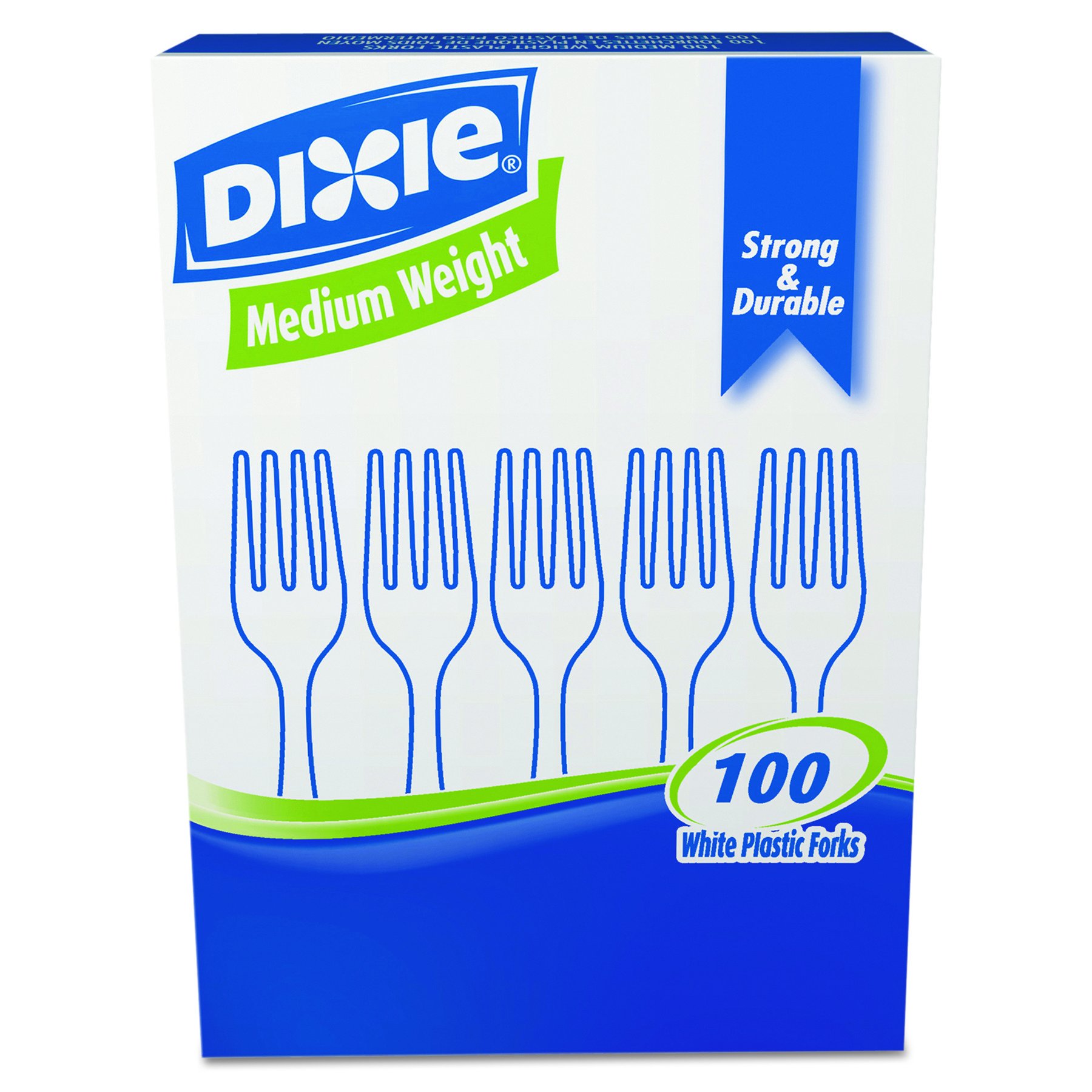 Dixie FM207 Plastic Cutlery, Heavy Mediumweight Fork, 100-Pieces Per Box, White