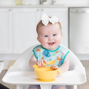 Bumkins Baby Bowl, Silicone Feeding Set with Suction for Baby and Toddler, Includes 4 Spoons and Lid, First Feeding Set, Training Essentials for Baby Led Weaning for Babies 4 Months Up, Pineapple