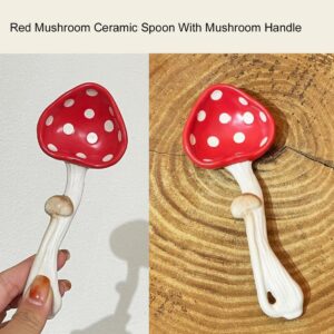 RESVUGA Cute Mushroom Spoons - Soup Spoon Set of 2, Safety Matt Ceramics - Use for Dessert, Breakfast, Soup.