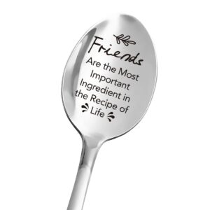 funny friendship spoon engraved stainless steel for men him her best friends - coffee/ice cream/dessert/cereal spoon for women men - perfect for birthday/valentine/bridal shower/