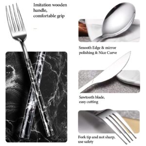 20 Pieces Stainless Steel Silverware Set of 4,LjLi Flatware Tableware Cutlery Modern Black Marble Eating Utensils Mirror Polished for Home/Restaurant - Include Spoons,Forks,Knifes, Dishwasher Safe.