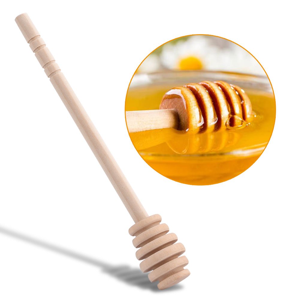 BORDSTRACT 50PCS/set Honey Dipper Stick, Wooden Honey Dipper Mini Wooden Honeycomb Sticks Household Wooden Mini Jam Honey Dipper for Honey Syrup Molasses(10.5cm)