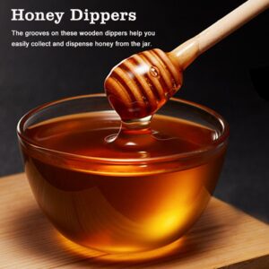 BORDSTRACT 50PCS/set Honey Dipper Stick, Wooden Honey Dipper Mini Wooden Honeycomb Sticks Household Wooden Mini Jam Honey Dipper for Honey Syrup Molasses(10.5cm)