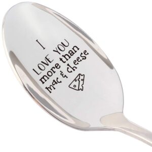 three human i love you more than mac and cheese funny engraved spoon, gift for lover, father, mother, friends, funny kitchen joke, thanksgiving gifts