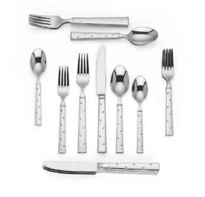 kate spade new york larabee dot 20-piece flatware set, 4.30 lb, metallic