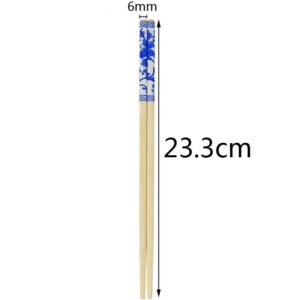 AOSWTLIF 100 Pairs Chopsticks, Blue and White Porcelain Bamboo Chopsticks, Individually Packaged Disposable Chopsticks，Best for Sushi, Noodles and Asian Food