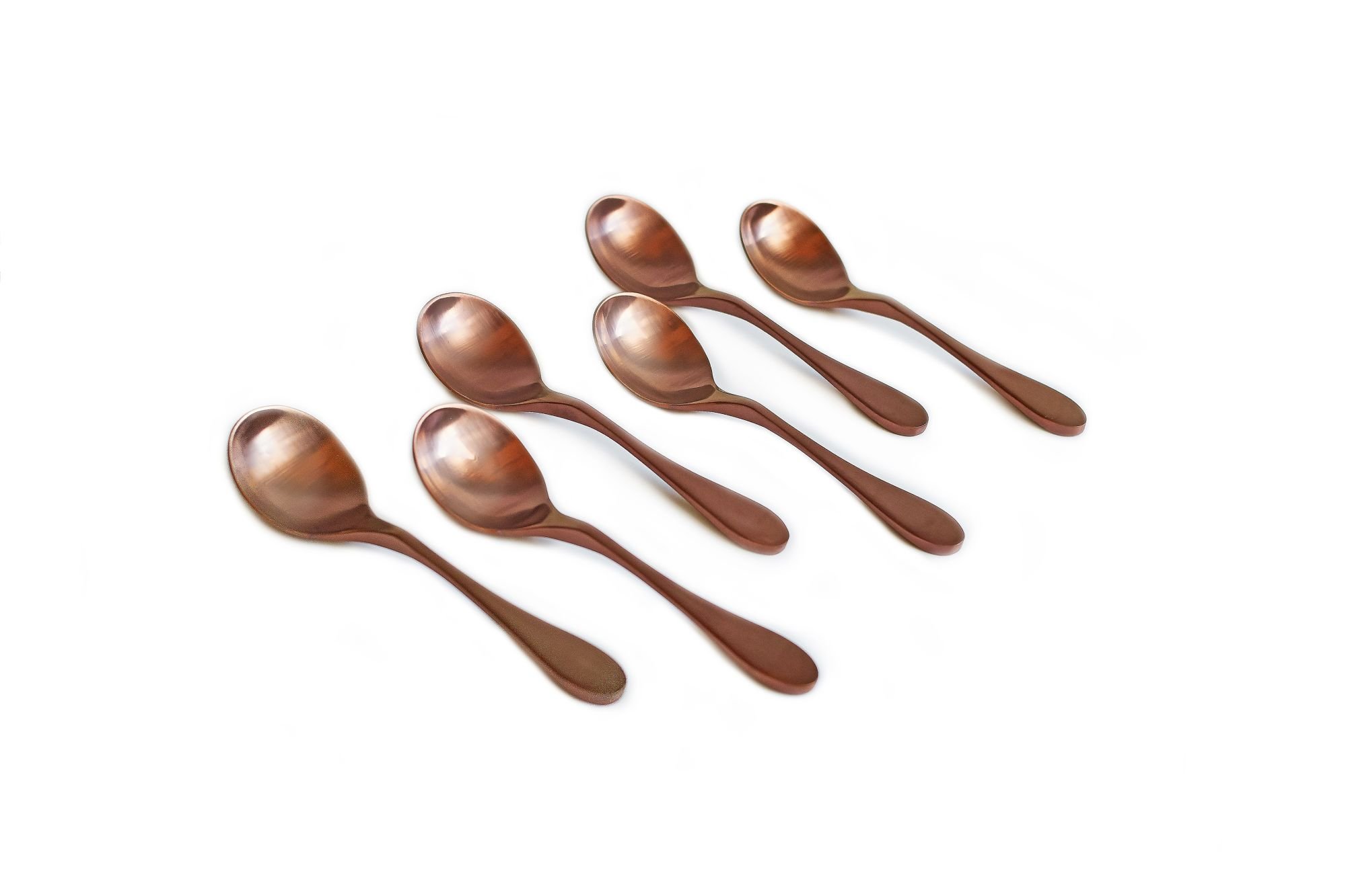 KNORK 6-Piece Bouillon Spoon, Titanium Coated Set (Antique Copper)