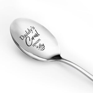 best dad gifts - daddy's cereal spoon - funny dad cereal spoon engraved stainless steel - dad gift from daughter son - father's day/birthday/christmas gifts