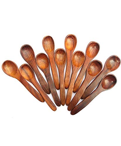 Handmade Wooden teaspoon Set of 6 spoon of 4 inches Wood coffee tea salt sugar spices Spoons for Eating Mixing Stirring Eco Friendly Table Spoon