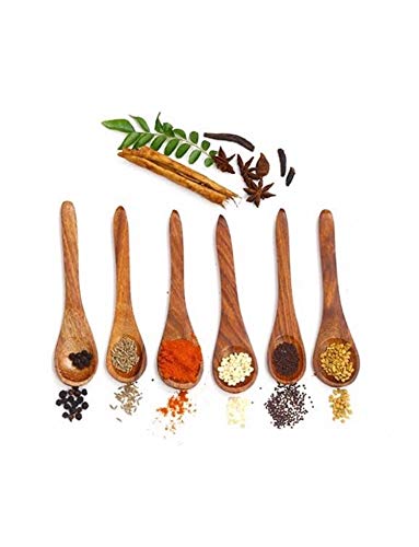 Handmade Wooden teaspoon Set of 6 spoon of 4 inches Wood coffee tea salt sugar spices Spoons for Eating Mixing Stirring Eco Friendly Table Spoon