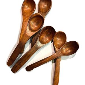 Handmade Wooden teaspoon Set of 6 spoon of 4 inches Wood coffee tea salt sugar spices Spoons for Eating Mixing Stirring Eco Friendly Table Spoon