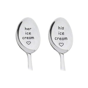 his and her gifts coffee spoons for couples anniversary valentines day gifts for her him birthday gifts for boyfriend girlfriend ice cream spoon tableware 2pcs