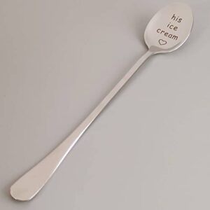 His and Her Gifts Coffee Spoons for Couples Anniversary Valentines Day Gifts for Her Him Birthday Gifts for Boyfriend Girlfriend Ice Cream Spoon Tableware 2pcs