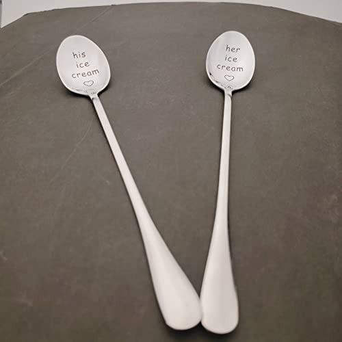 His and Her Gifts Coffee Spoons for Couples Anniversary Valentines Day Gifts for Her Him Birthday Gifts for Boyfriend Girlfriend Ice Cream Spoon Tableware 2pcs