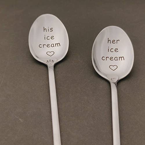 His and Her Gifts Coffee Spoons for Couples Anniversary Valentines Day Gifts for Her Him Birthday Gifts for Boyfriend Girlfriend Ice Cream Spoon Tableware 2pcs