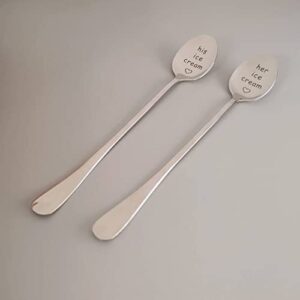 His and Her Gifts Coffee Spoons for Couples Anniversary Valentines Day Gifts for Her Him Birthday Gifts for Boyfriend Girlfriend Ice Cream Spoon Tableware 2pcs