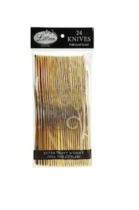 lillian collection polished gold metallic premium plastic knife - pack of 24 - perfect for upscale events & parties