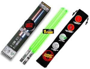 lightsaber chopsticks light up star wars led glowing light saber chop sticks reusable sushi lightup sabers removable handle dishwasher safe green 1 pair