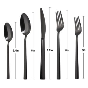 40-Piece Silverware Flatware Set, Stainless Steel Cutlery Set, Mirror Polished Utensils for 8, Includes Forks Spoons Knives Silverware, Dishwasher Safe (black)