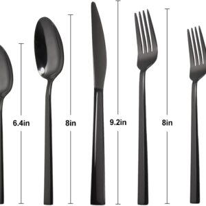 40-Piece Silverware Flatware Set, Stainless Steel Cutlery Set, Mirror Polished Utensils for 8, Includes Forks Spoons Knives Silverware, Dishwasher Safe (black)