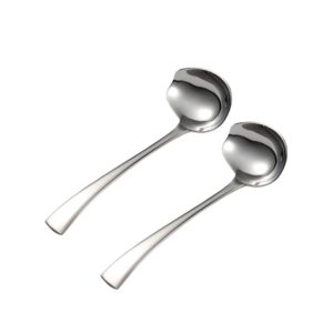 wenkoni small sauce spoon ladles with pouring spout, 2 pack 18/10 non-magnetic stainless steel 7.2" sauce ladles (color:silver).