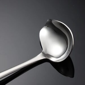 Wenkoni Small Sauce spoon Ladles With Pouring Spout, 2 Pack 18/10 Non-magnetic Stainless Steel 7.2" Sauce Ladles (Color:Silver).