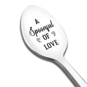 a spoonful of love spoon engraved encouragement gift, ice cream tea coffee cereal lover spoon best thanksgiving christmas birthday gifts