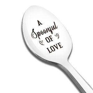 a Spoonful of Love Spoon Engraved Encouragement Gift, Ice Cream Tea Coffee Cereal Lover Spoon Best Thanksgiving Christmas Birthday Gifts