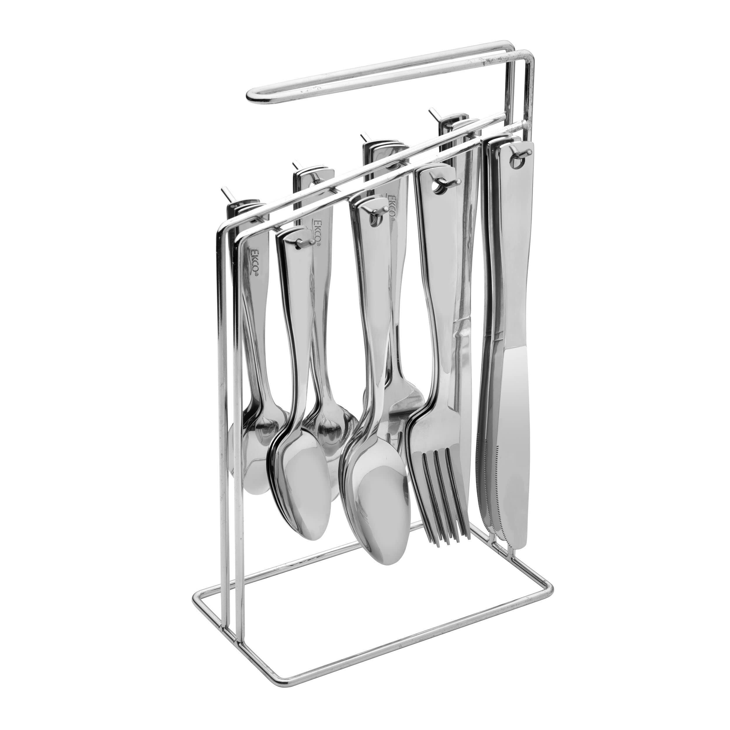 International Silver Piccadilly 24 Piece Stainless Steel Flatware Set with Wire Caddy, Service For 6