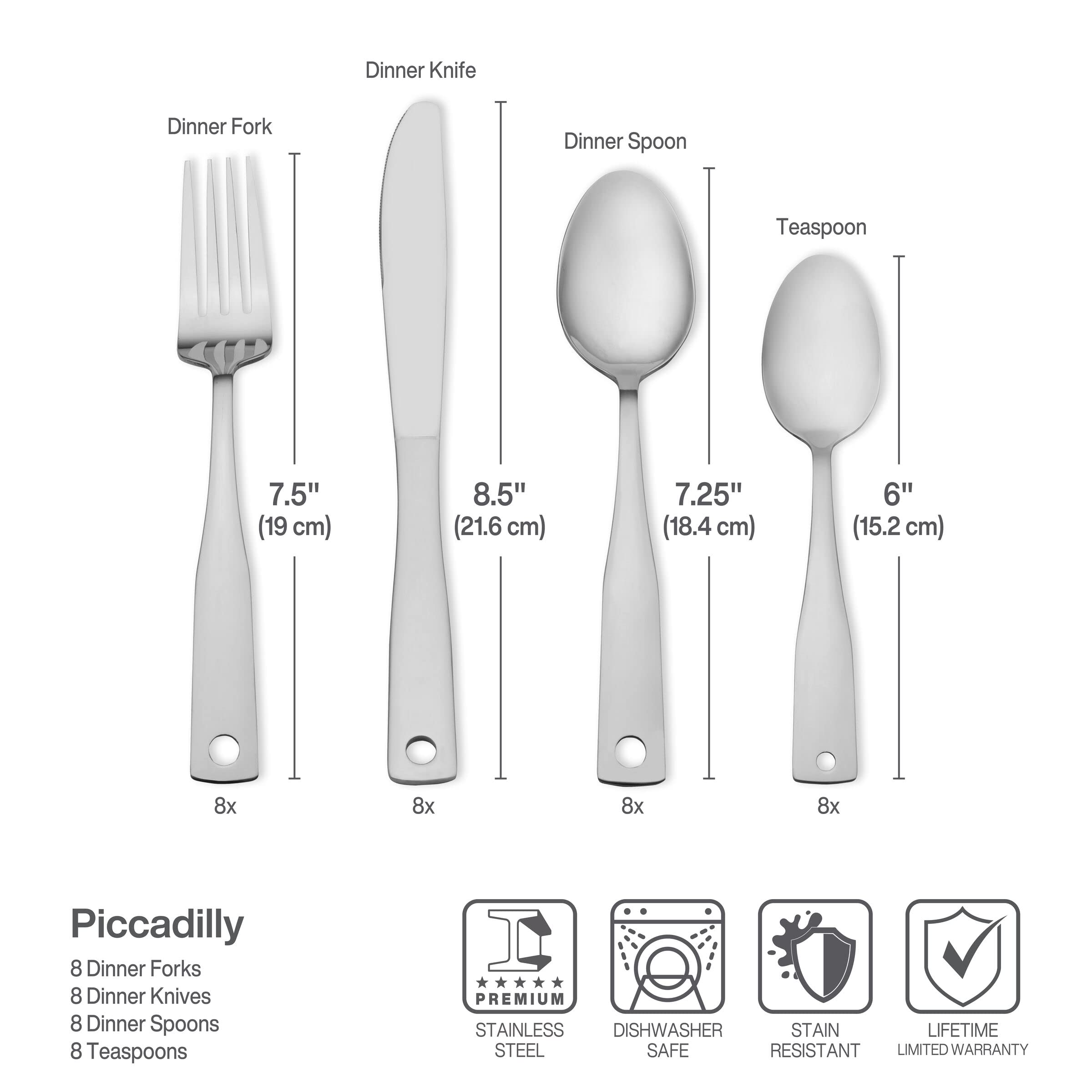 International Silver Piccadilly 24 Piece Stainless Steel Flatware Set with Wire Caddy, Service For 6