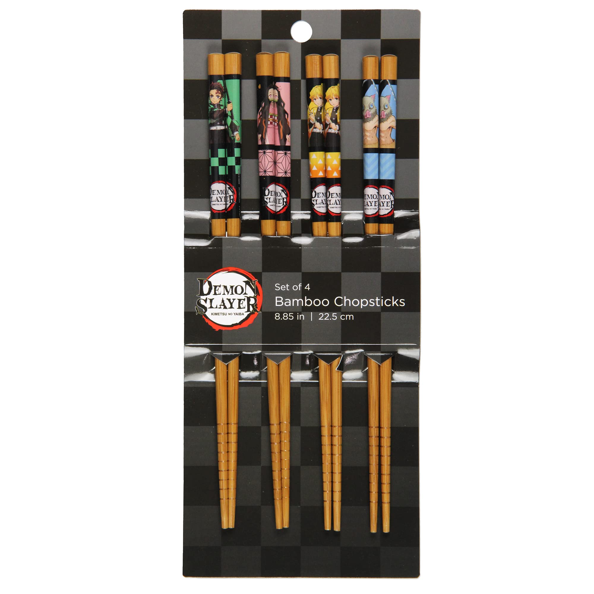 Demon Slayer Set Of 4 Collectible Anime Bamboo Chopsticks 8.85 Inches Long Gift Set