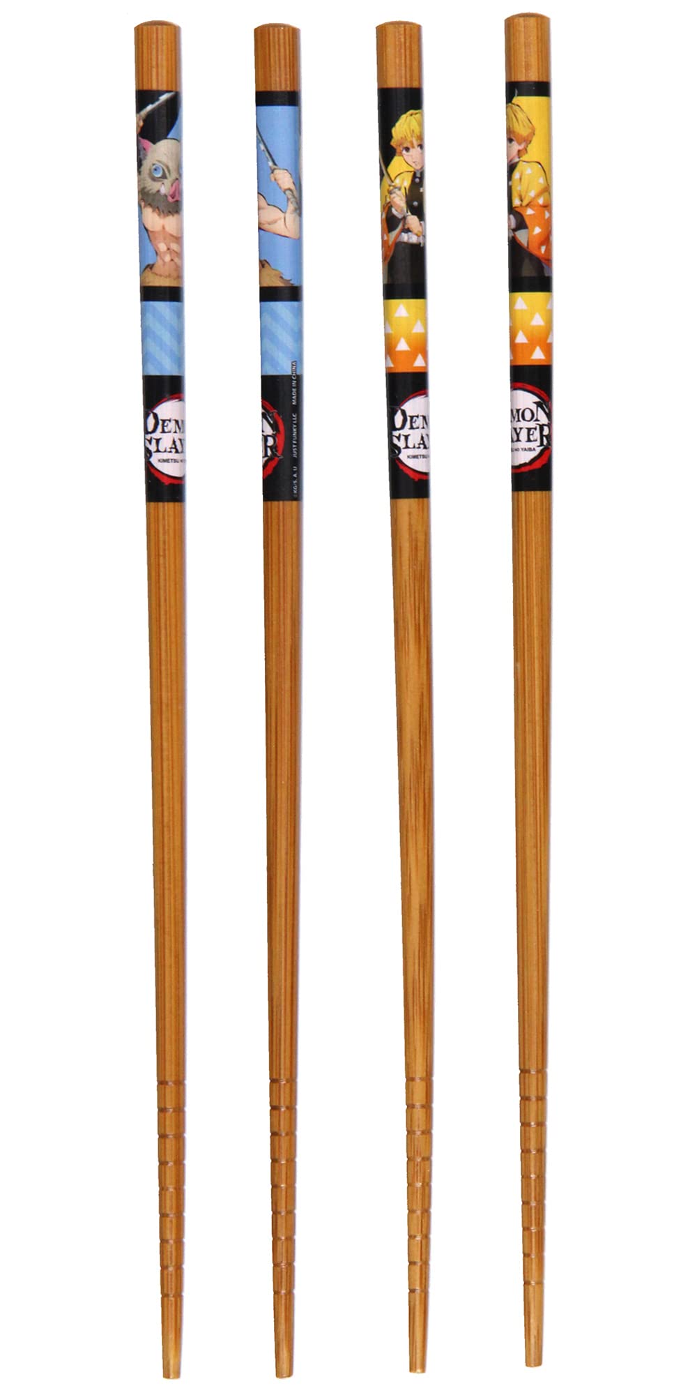 Demon Slayer Set Of 4 Collectible Anime Bamboo Chopsticks 8.85 Inches Long Gift Set