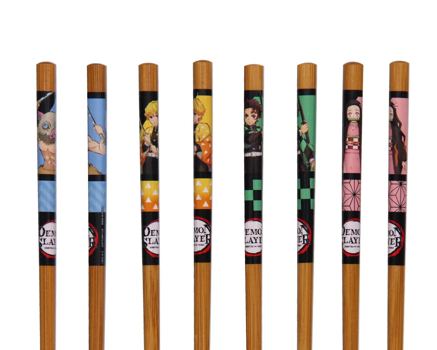 Demon Slayer Set Of 4 Collectible Anime Bamboo Chopsticks 8.85 Inches Long Gift Set