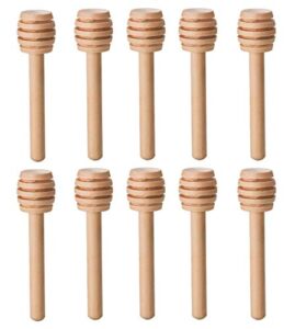 lassum 10 pieces 3 inch wood honey dippers sticks, mini honey dipper stick for honey jar dispense drizzle honey