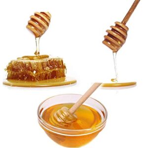 LASSUM 10 Pieces 3 Inch Wood Honey Dippers Sticks, Mini Honey Dipper Stick for Honey Jar Dispense Drizzle Honey